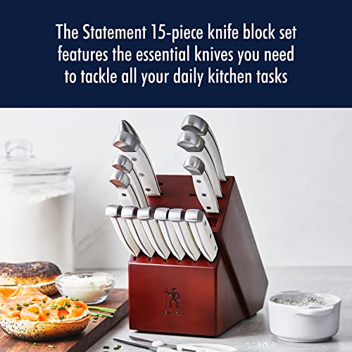 HENCKELS Statement Razor-Sharp 15-Piece White Handle Knife Set with Block, German Engineered Knife Informed by over 100 Years of Mastery