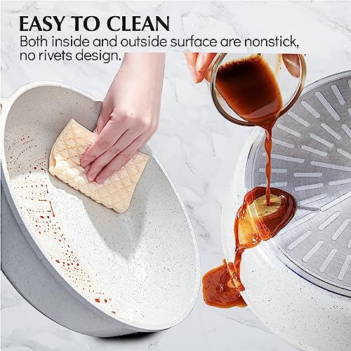 SENSARTE Nonstick Ceramic Saute Pan 12-Inch, Non-toxic Deep Frying Pan Skillet with Lid, Healthy Jumbo Cooker, Stay Cool Handle, Induction Compatible, PFOA & PFAS Free