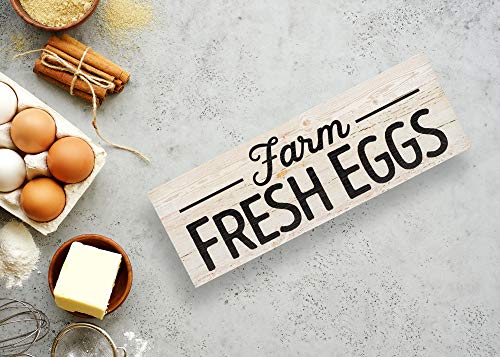 P. Graham Dunn Farm Fresh Eggs White Wash 15.75 x 5.5 Inch Solid Pine Wood Plank Wall Plaque Sign