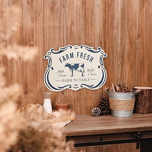 NIKKY HOME Farm Fresh Dairy Country Signs Funny Milk Cow Sign Wall Decor Retro Vintage Farm House Sign Metal Animals Yard Decor Gift