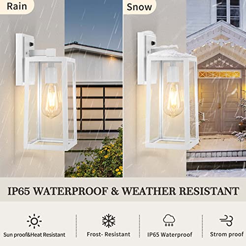 Dusk to Dawn Outdoor Lighting Fixtures Wall Mount, Sensor Exterior Wall Lights for House, Anti Rust Porch Light, White Sconce Lamp, Waterproof Wall Lantern for Doorway, Garage, 2-Pack