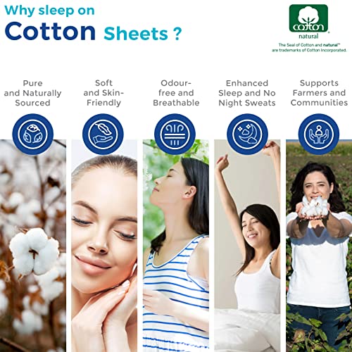 THREAD SPREAD Pure Egyptian Cotton King Size Sheets Set - 4Pc 1000 Thread Count White Bed Sheet & Pillow Cases, Luxury Egyptian Cotton Cooling Sheets for King Bed, Sateen Weave, 16" Deep Pocket Sheets