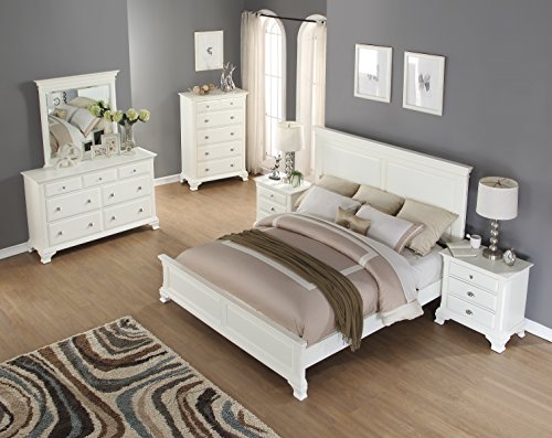 Roundhill Furniture Bedroom Furniture Bed Dresser King White