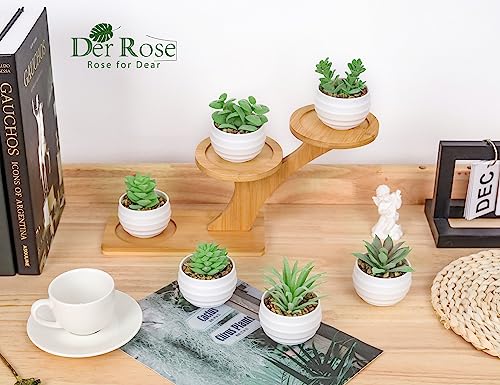 Der Rose Set of 6 Succulents Plants Artificial in Pots Small Fake Plants for Bedroom Aesthetic Living Room Office Shelf Bathroom Decor