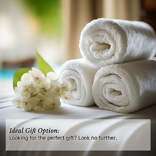 Luxury 100% Cotton White Towels for Bathroom, White Cotton Absorbent Turkish Luxury Bath Towels Sets of 6 Pieces, Premium Large Plush Towel Sets White SPA Towels, Classic Thick Hotel Shower Towels