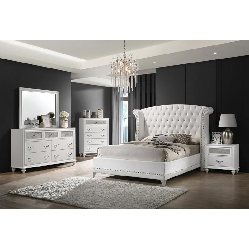 Coaster Barzini 4-Piece Bedroom Set, White, Eastern King