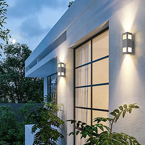 harriet Outdoor Wall Lights, Aluminum Modern Outdoor Wall Sconce Waterproof Rustproof, Up and Down Lighting Exterior Sconces Porch Lantern, Sanded White Finish