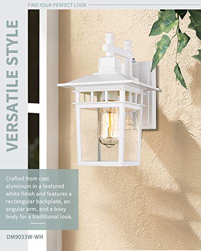 Beionxii White Exterior Light Fixture 2PK, Dusk to Dawn Outdoor Lighting with Cast Aluminum Housing, Outdoor Front Porch Lights for House Coach Garage, DM9244W-TWH