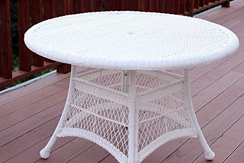 Jeco Wicker Round Dining Table, 44", White