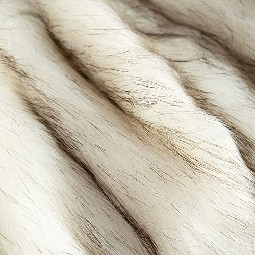 BATTILO HOME Luxury White Faux Fur Throw Blanket Thick Warm Faux Fur Blanket for Couch, Bed, Fuzzy Cozy, Fluffy Blanket Fox Fur Throw White with Black Tip, Minky Blanket, 51"x67"