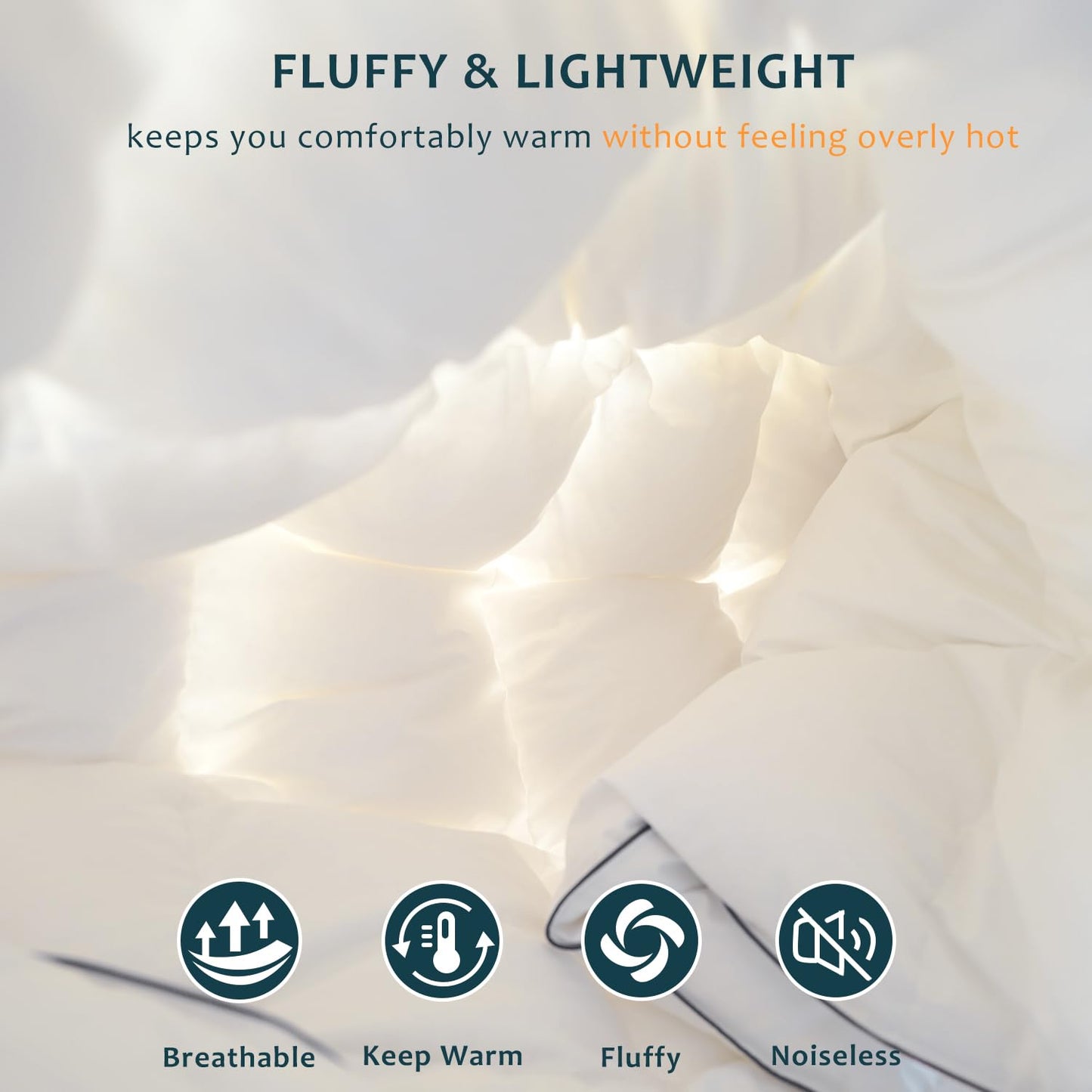 HYVIF Hungarian White Goose Down Comforter King Size - 750 Fill Power All Seasons Duvet Insert - Lightweight & Fluffy, Medium Warmth - King 90 x 106