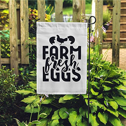 Farm Fresh Eggs 2 - White Garden Flag 12'' x 18'' - Heavy Canvas for outside outdoor funny decor - unisex men women