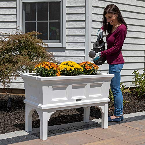 Step2 Atherton Raised Planter Box – Classic White Outdoor Planter Box with Durable Construction – Includes Removeable Trays for Easy Use – Quick DIY Assembly – Measures 24” x 39” 19.5”