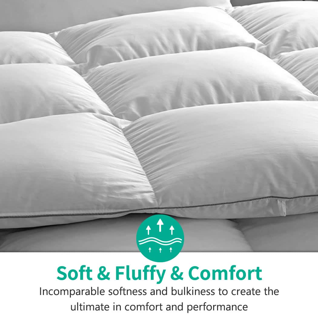 APSMILE Lightweight All-Season Feathers Down Comforter Oversized King, Duvet Insert for Hot Sleepers/Warm Sleepers -400 TC 750 Fill-Power Hotel Collection Comforter,Light Warmth (120"x98",White)