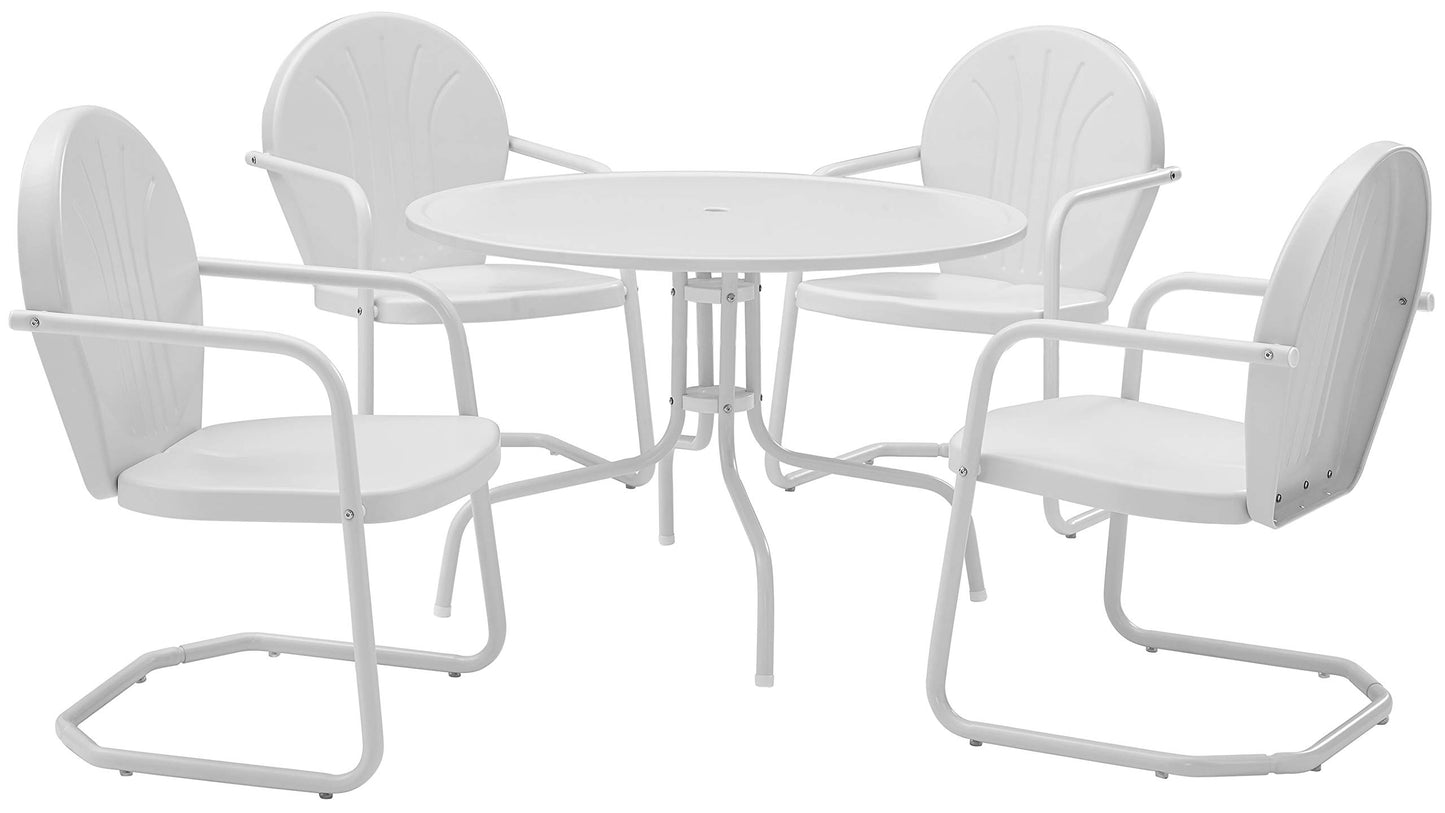 Crosley Furniture Griffith 5-Piece Metal Outdoor Dining Set with Table and Chairs - White