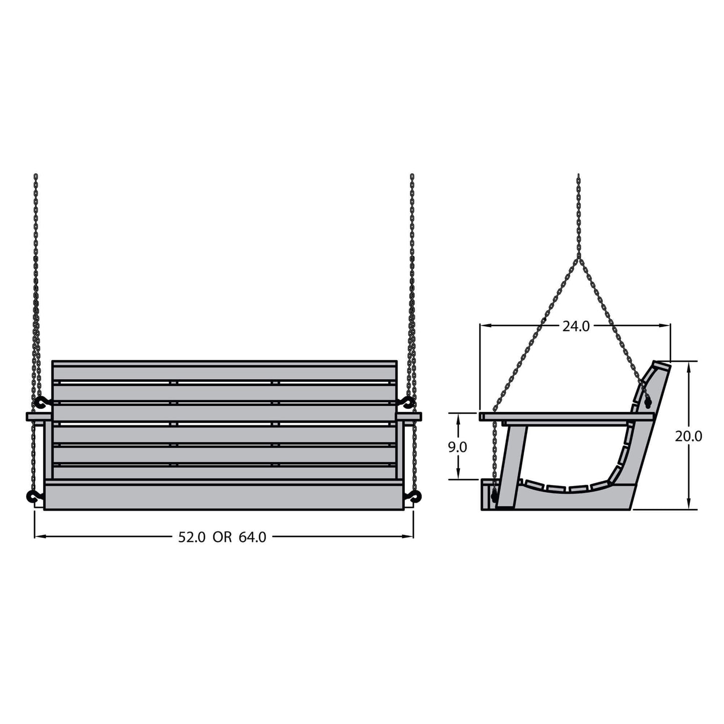 Highwood AD-PORW1-WHE Weatherly Porch Swing, 5 Feet, White