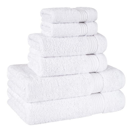 Cotton Paradise 6 Piece Towel Set, 100% Turkish Cotton Soft Absorbent Towels for Bathroom, 2 Bath Towels 2 Hand Towels 2 Washcloths, White